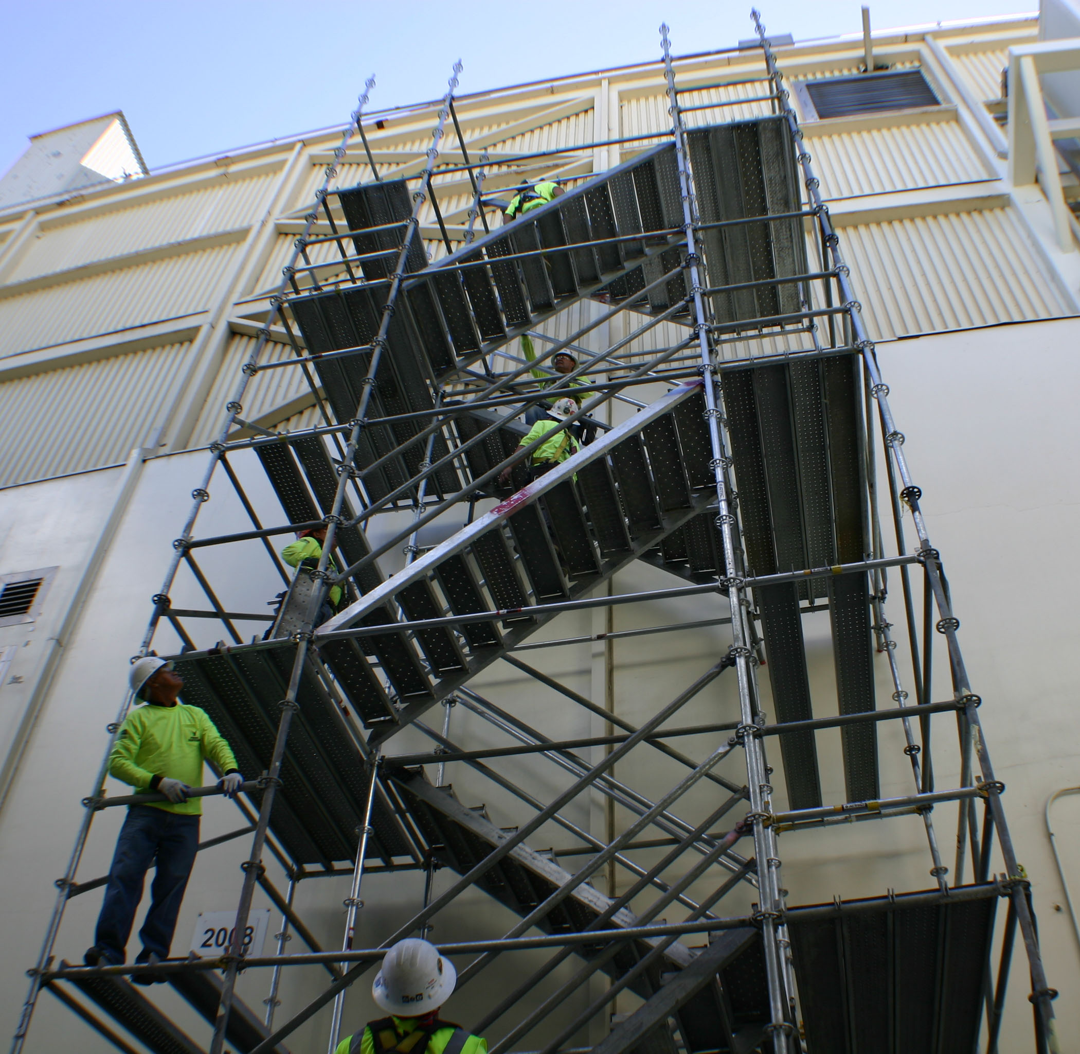 scaffolding over stairs